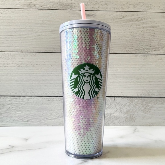Starbucks 2020 Holiday White Sequin Tumbler - Picture 1 of 6